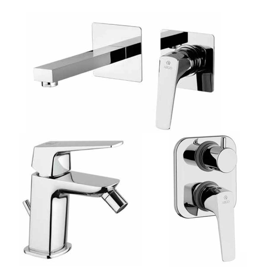 Set di Rubinetti per lavabo a muro, Bidet e Doccia incasso a due vie cromato collezione Bloom di Argo Rubinetterie by CeramicStore | Lo specialista del tuo bagno