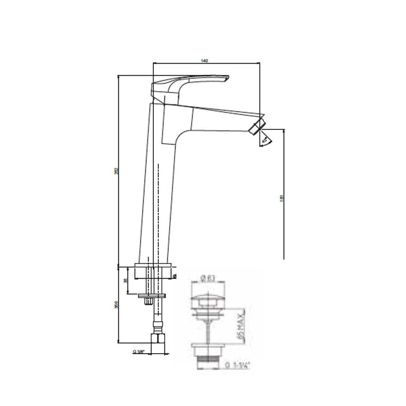 Rubinetto Miscelatore Monocomando per Lavabo Alto cromato con Piletta e Saltello collezione Hike di Argo Rubinetterie by CeramicStore | Lo specialista del tuo bagno
