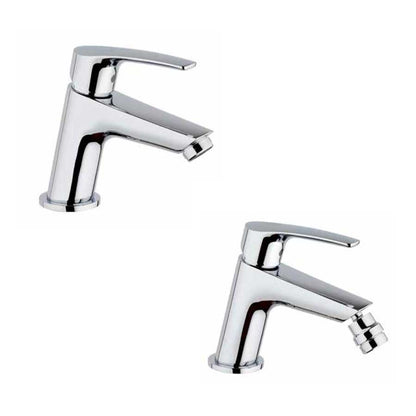 Set di Rubinetti per Lavabo e Bidet cromato con Piletta e Saltello collezione Hike di Argo Rubinetterie by CeramicStore | Lo specialista del tuo bagno