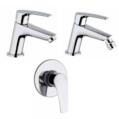 Set di Rubinetti per lavabo, Bidet e Doccia cromato con Piletta e Saltello collezione Hike di Argo Rubinetterie by CeramicStore | Lo specialista del tuo bagno