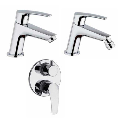 Set di Rubinetti per Doccia a 2 vie, lavabo, Bidet cromato con Piletta e Saltello collezione Hike di Argo Rubinetterie by CeramicStore | Lo specialista del tuo bagno