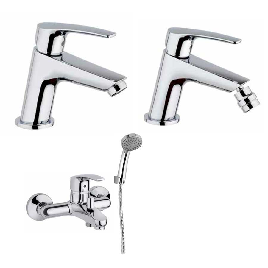 Set di Rubinetti per Vasca Duplex, lavabo, Bidet cromato con Piletta e Saltello collezione Hike di Argo Rubinetterie by CeramicStore | Lo specialista del tuo bagno