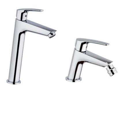 Set di Rubinetti per Lavabo Alto e Bidet cromato con Piletta e Saltello collezione Hike di Argo Rubinetterie by CeramicStore | Lo specialista del tuo bagno