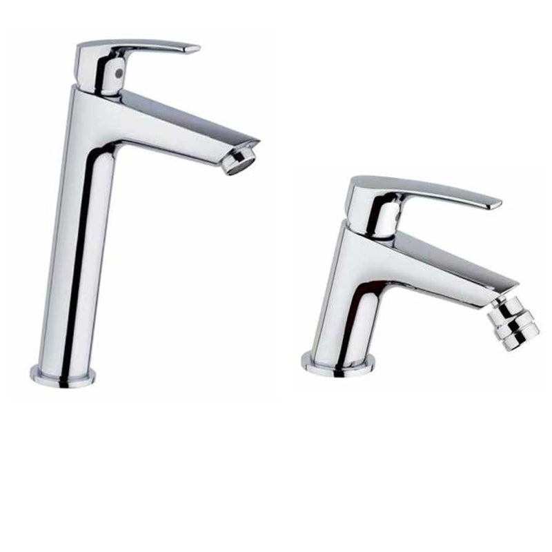Set di Rubinetti per Lavabo Alto e Bidet cromato con Piletta e Saltello collezione Hike di Argo Rubinetterie by CeramicStore | Lo specialista del tuo bagno