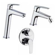 Set di Rubinetti per Doccia a 2 vie, lavabo Alto, Bidet cromato con Piletta e Saltello collezione Hike di Argo Rubinetterie by CeramicStore | Lo specialista del tuo bagno