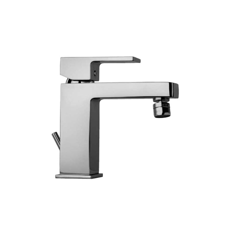 Set di miscelatori di forma quadrata per lavabo e bidet e doccia con deviatore finitura cromata collezione More di Argo Rubinetterie