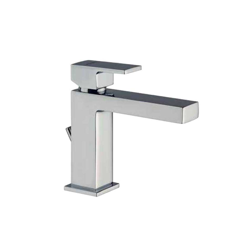 Set di miscelatori di forma quadrata per lavabo e bidet e doccia esterno finitura cromata collezione More di Argo Rubinetterie