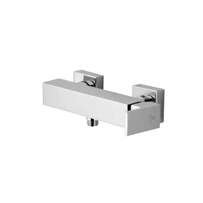 Set di miscelatori di forma quadrata per lavabo a muro, bidet e doccia esterno finitura cromata collezione More di Argo Rubinetterie