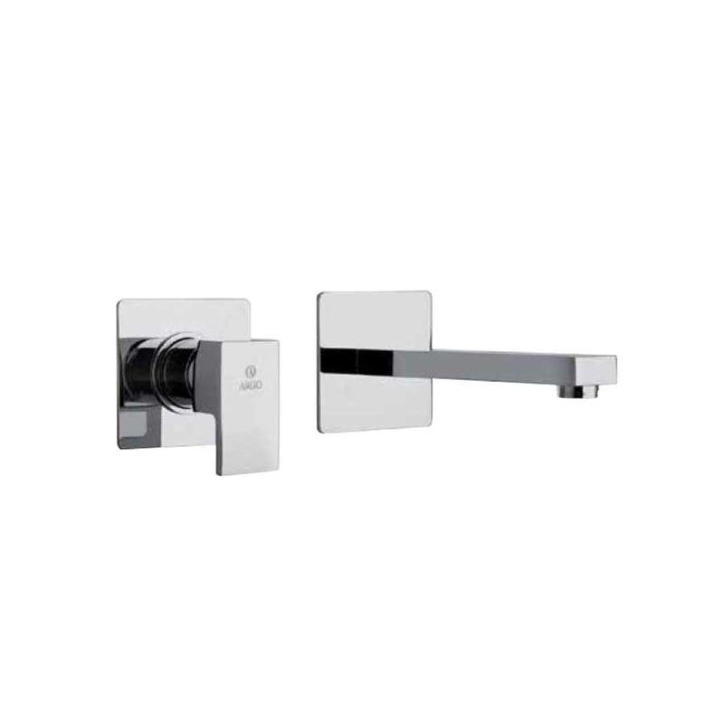 Set di miscelatori di forma quadrata per lavabo a muro, bidet e doccia esterno finitura cromata collezione More di Argo Rubinetterie