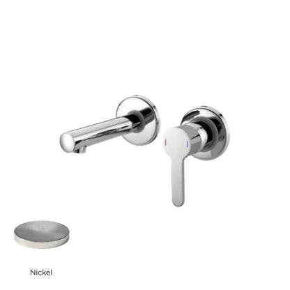 Miscelatore monocomando lavabo murale RubiFlux serie Lume canna 20 cm - Nickel by CeramicStore | Lo specialista del tuo bagno