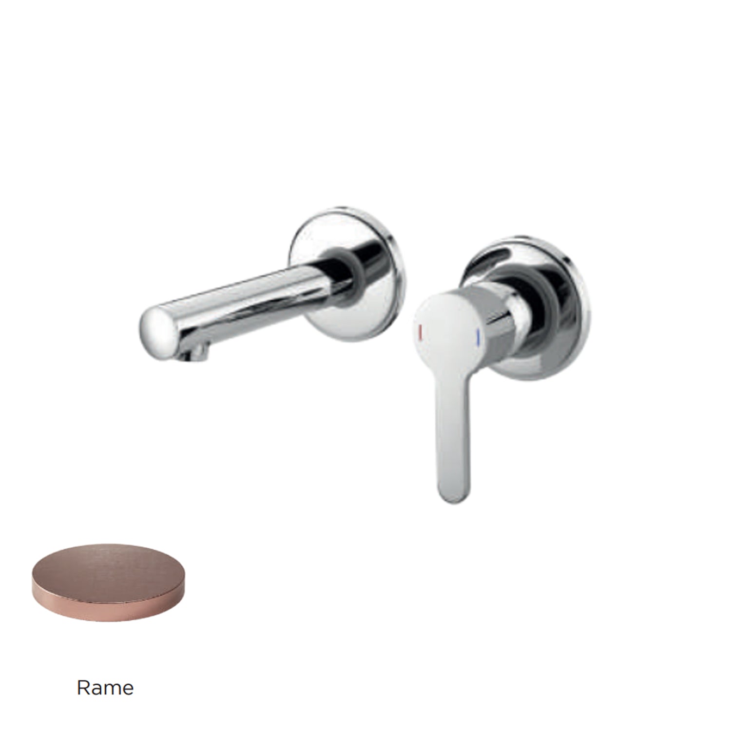 Miscelatore monocomando lavabo murale RubiFlux serie Lume canna 25 cm - Rame by CeramicStore | Lo specialista del tuo bagno