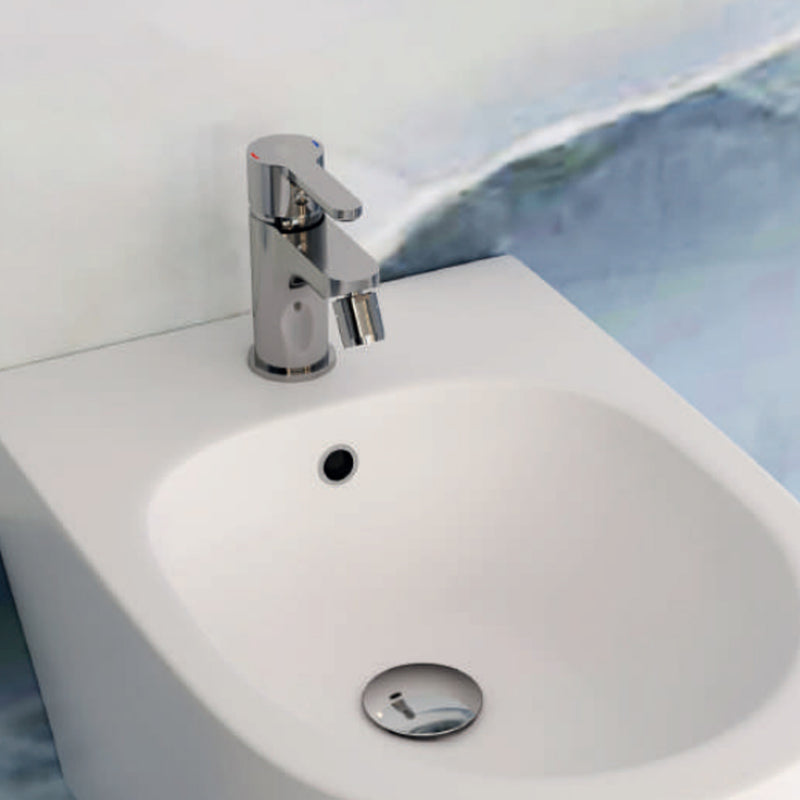 Miscelatore monocomando bidet con scarico RubiFlux serie Lume - Nero Opaco by CeramicStore | Lo specialista del tuo bagno