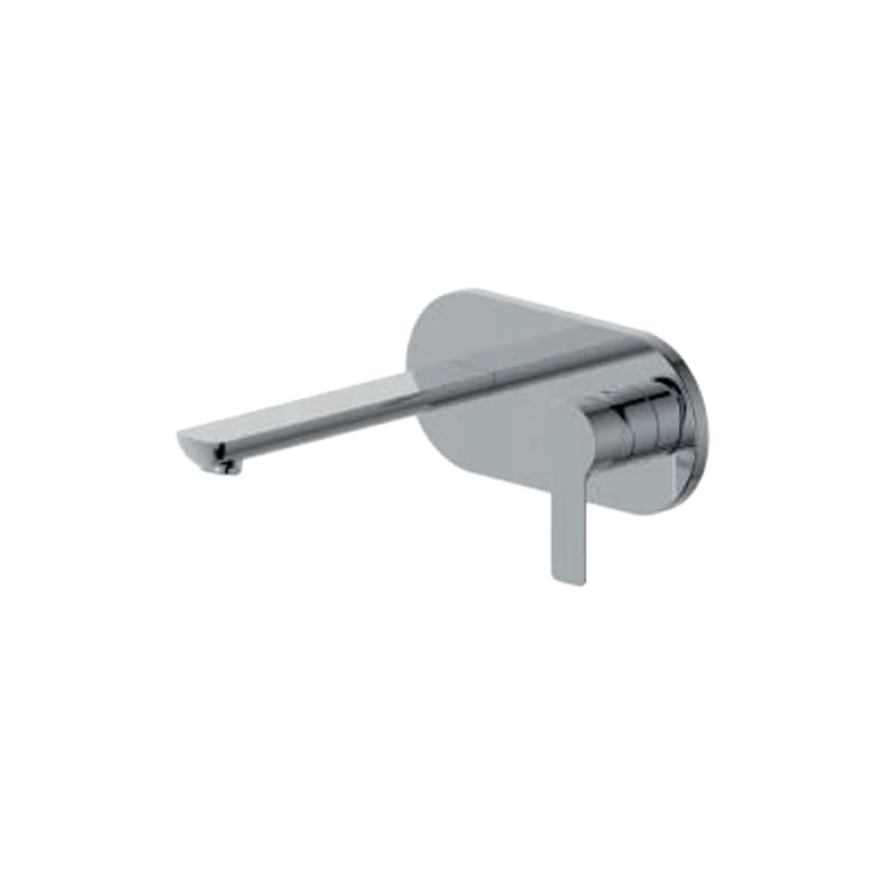 Miscelatore monocomando lavabo murale con piastra RubiFlux serie Zea canna 20 cm - Cromo by CeramicStore | Lo specialista del tuo bagno