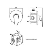 Miscelatore monocomando da incasso per doccia RubiFlux serie Ampra - Cromo by CeramicStore | Lo specialista del tuo bagno