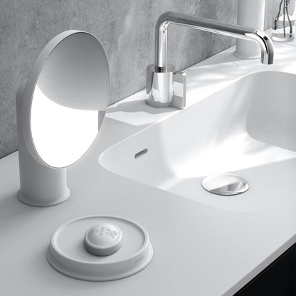 Specchio ingranditore da appoggio in acciaio della collezione 'Geyser' by Cosmic - Bianco satinato by CeramicStore | Lo specialista del tuo bagno