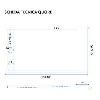 Piatto doccia in gel coat Spirit con griglia in tinta cm 90x120 Bianco Segnale by CeramicStore | Lo specialista del tuo bagno