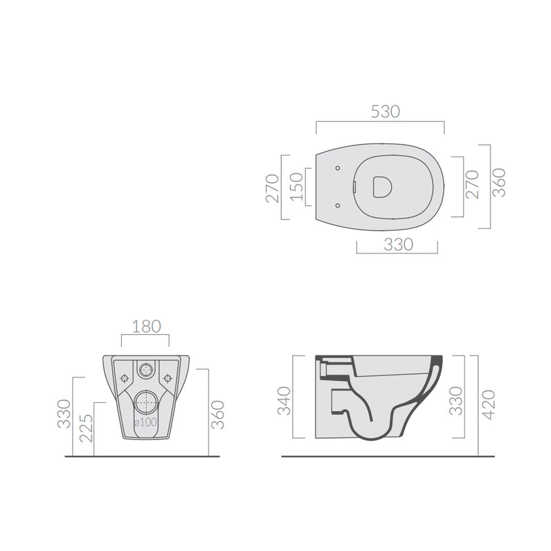 Vaso Sospeso 53x36 cm serie Eden di Ceramica Galassia con sedile slim soft close