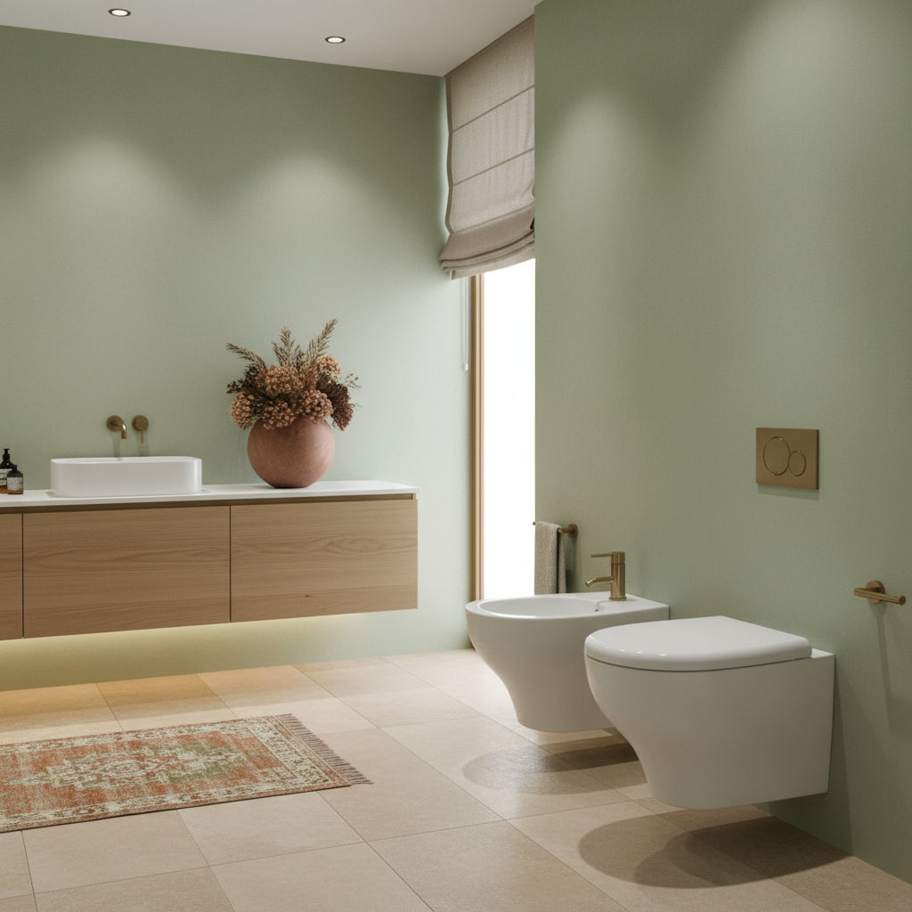 Coppia di Sanitari Sospesi 53x36 cm serie Eden di Ceramica Galassia con sedile soft close