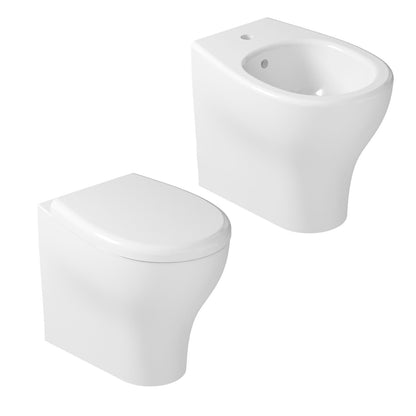 Coppia di Sanitari Filomuro 53x36 cm serie Eden di Ceramica Galassia con sedile soft close