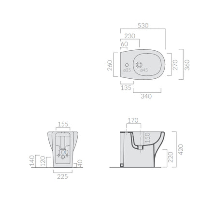 Coppia di Sanitari Filomuro 53x36 cm serie Eden di Ceramica Galassia con sedile soft close