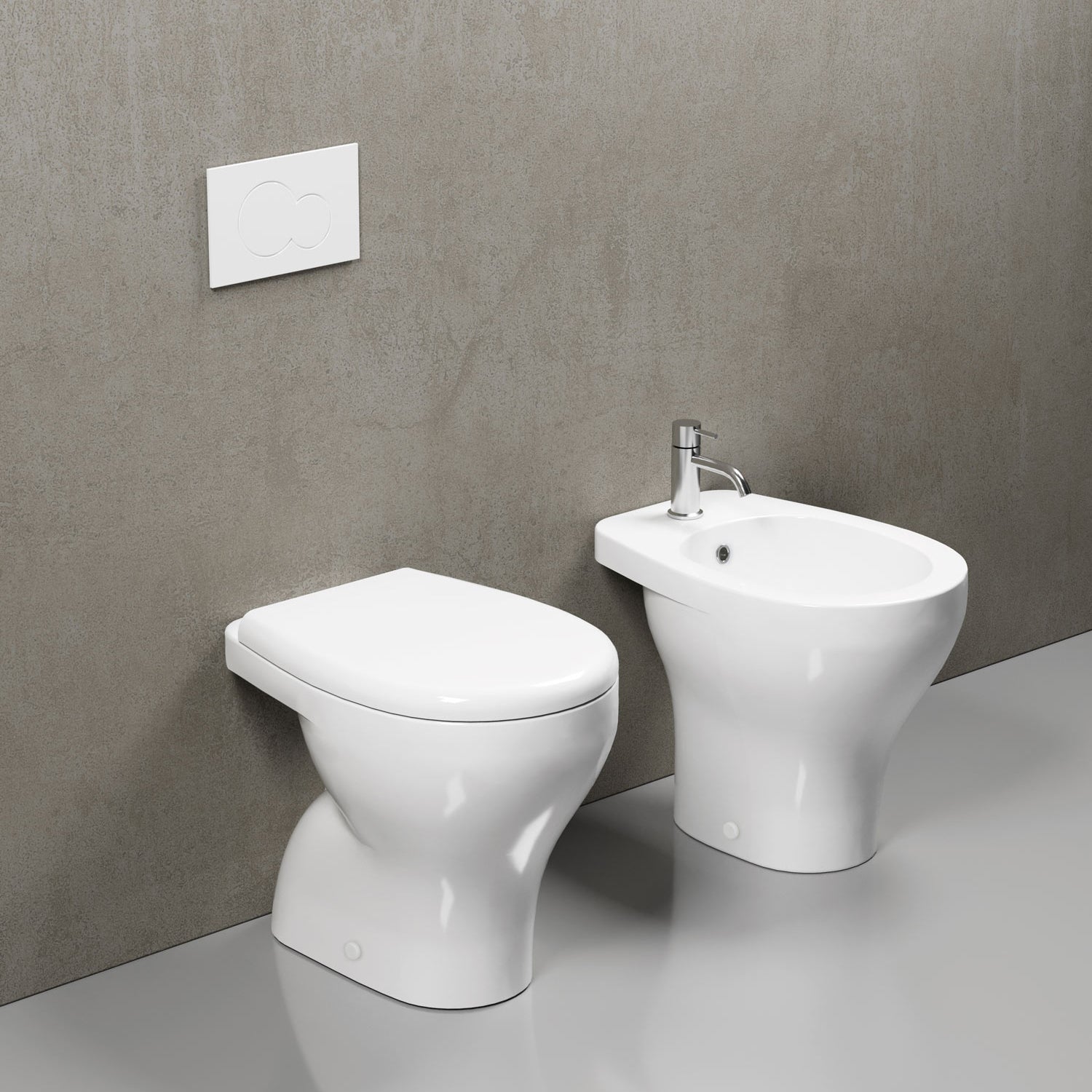 Coppia di Sanitari distanziati da parete 53x36 cm serie Eden by Galassia con sedile soft close