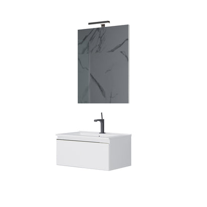 Composizione sospesa Shanti base con lavabo, specchio e led 60cm bianco lucido by CeramicStore | Lo specialista del tuo bagno