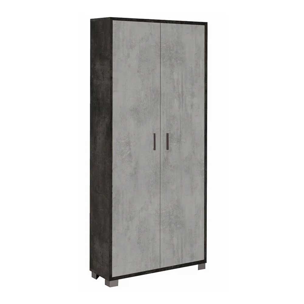 Mobile Armadio a 2 ante e 8 ripiani finitura Struttura Ossido Nero / Finitura Frontale Cemento by Sarmog by CeramicStore | Lo specialista del tuo bagno