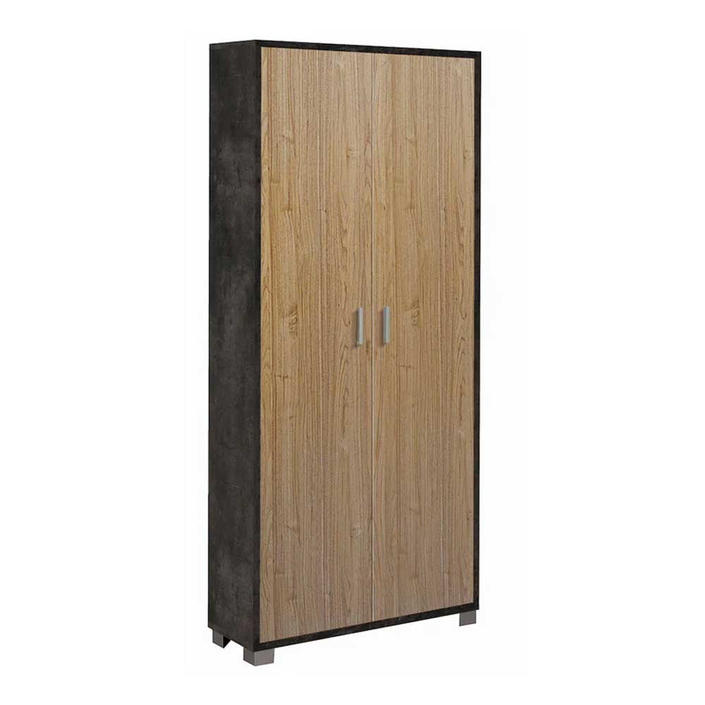 Mobile Armadio a 2 ante e 8 ripiani finitura Struttura Ossido Nero / Finitura Frontale Noce Stelvio by Sarmog by CeramicStore | Lo specialista del tuo bagno