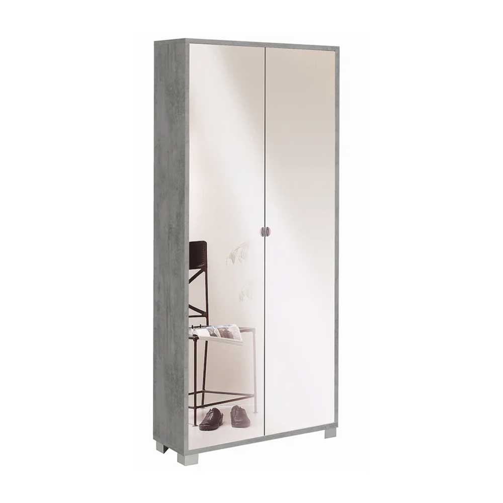 Mobile Armadio a 2 ante e 8 ripiani finitura Struttura Cemento / Finitura Frontale Specchio Naturale by Sarmog by CeramicStore | Lo specialista del tuo bagno