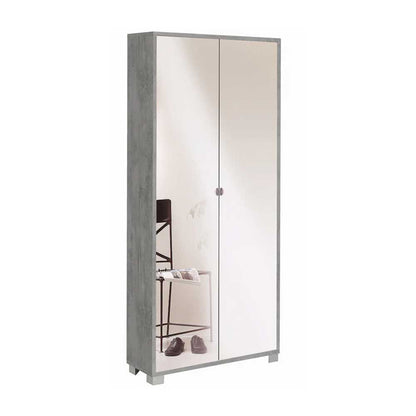 Mobile Armadio a 2 ante e 8 ripiani finitura Struttura Cemento / Finitura Frontale Specchio Naturale by Sarmog by CeramicStore | Lo specialista del tuo bagno