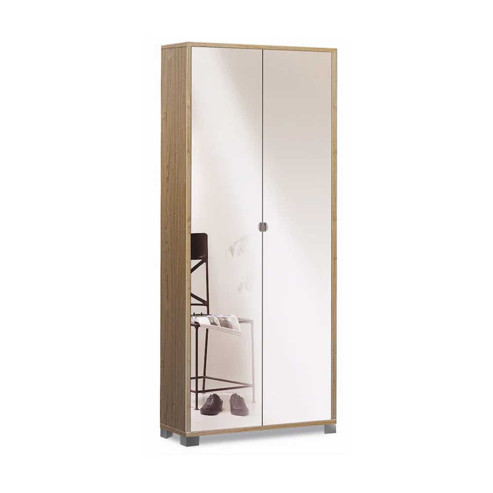 Mobile Armadio a 2 ante e 8 ripiani finitura Struttura Noce Stelvio / Finitura Frontale Specchio Naturale by Sarmog by CeramicStore | Lo specialista del tuo bagno