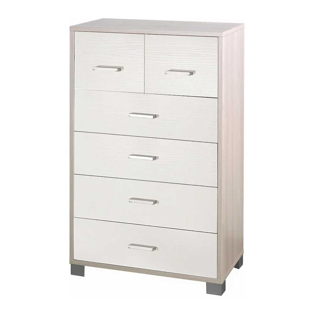 Mobile Cassettiera Verticale a 4 + 2 cassetti finitura Struttura Olmo Chiaro / Finitura Frontale Bianco Fiammato by Sarmog by CeramicStore | Lo specialista del tuo bagno