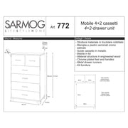 Mobile Cassettiera Verticale a 4 + 2 cassetti finitura Struttura Olmo Chiaro / Finitura Frontale Olmo Chiaro by Sarmog by CeramicStore | Lo specialista del tuo bagno