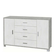Mobile Credenza a 2 ante e 4 cassetti finitura Struttura Cemento / Finitura Frontale Ossido Bianco by Sarmog by CeramicStore | Lo specialista del tuo bagno