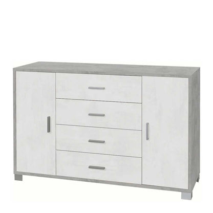 Mobile Credenza a 2 ante e 4 cassetti finitura Struttura Cemento / Finitura Frontale Ossido Bianco by Sarmog by CeramicStore | Lo specialista del tuo bagno