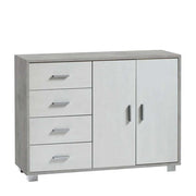 Mobile Credenza a 2 Ante e 4 cassetti finitura Struttura Cemento / Finitura Ossido Bianco by Sarmog by CeramicStore | Lo specialista del tuo bagno