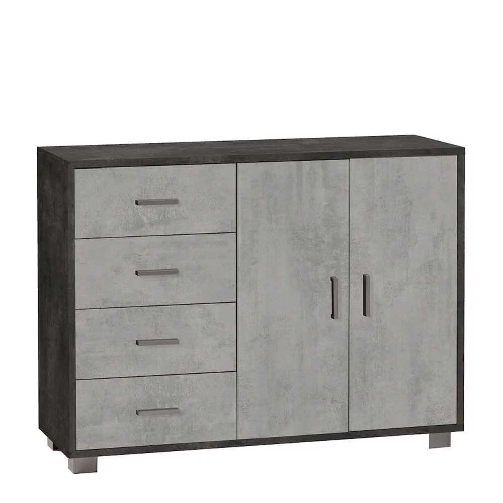 Mobile Credenza a 2 Ante e 4 cassetti finitura Struttura Ossido Nero / Finitura Frontale Cemento by Sarmog by CeramicStore | Lo specialista del tuo bagno