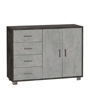 Mobile Credenza a 2 Ante e 4 cassetti finitura Struttura Ossido Nero / Finitura Frontale Cemento by Sarmog by CeramicStore | Lo specialista del tuo bagno