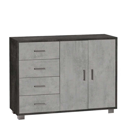 Mobile Credenza a 2 Ante e 4 cassetti finitura Struttura Ossido Nero / Finitura Frontale Cemento by Sarmog by CeramicStore | Lo specialista del tuo bagno