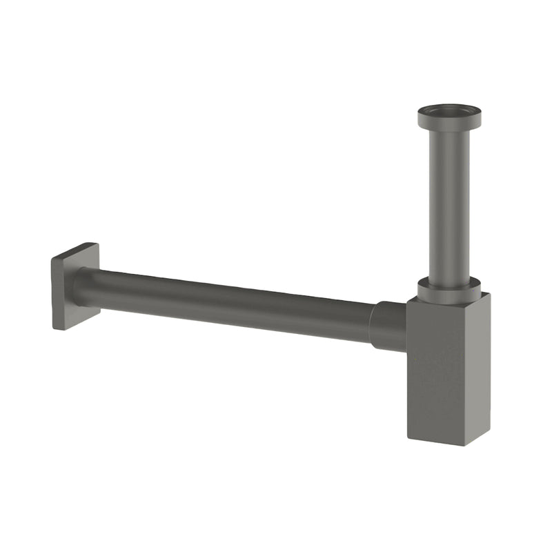 Sifone d'arredo design quadrato in ottone verniciato nichel spazzolato opaco 30 cm by CeramicStore | Lo specialista del tuo bagno