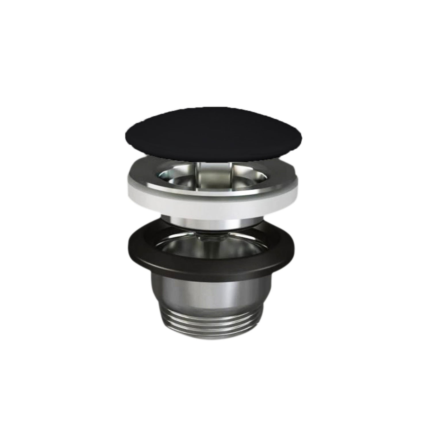 Piletta Free Flow con tappo tondo nero opaco per lavabi Sensation senza troppo pieno by CeramicStore | Lo specialista del tuo bagno