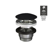 Piletta Free Flow con tappo tondo nero opaco per lavabi Sensation senza troppo pieno by CeramicStore | Lo specialista del tuo bagno