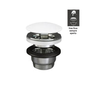 Piletta Free Flow con tappo tondo bianco opaco per lavabi Sensation senza troppo pieno by CeramicStore | Lo specialista del tuo bagno