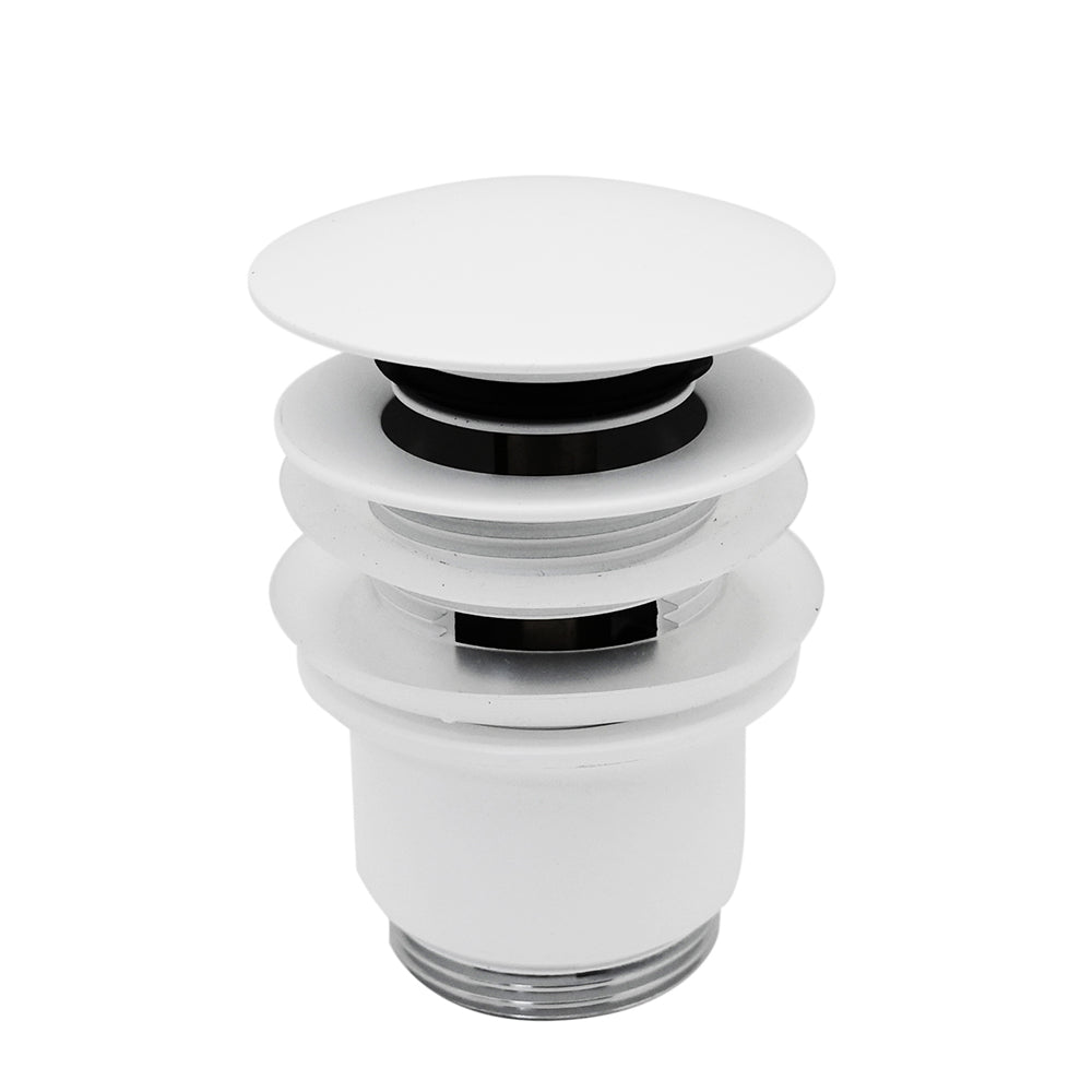 ENKI, W11, nero opaco, non scanalato, connessione standard da 1,1/4, tappo per lavabo, click clack, permette all'acqua di drenare via, finitura resistente, accessori da bagno moderni