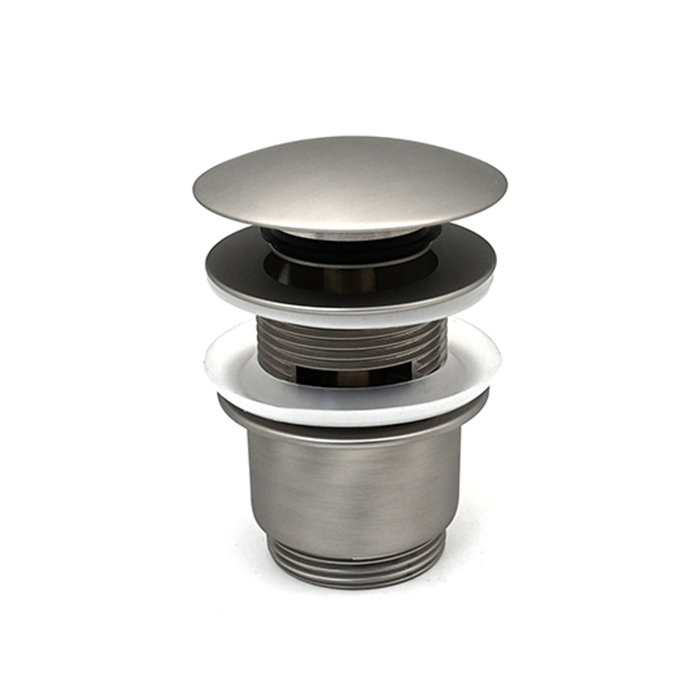 Piletta lavabo click-clack nichel spazzolato opaco in ottone senza troppo pieno by CeramicStore | Lo specialista del tuo bagno
