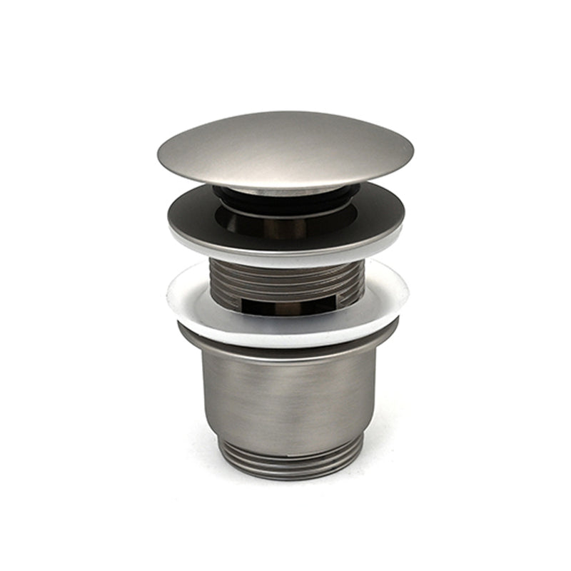 Piletta lavabo click-clack nichel spazzolato opaco in ottone senza troppo pieno by CeramicStore | Lo specialista del tuo bagno