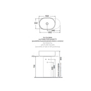 Lavabo tondo Azzurra serie Aurea 55x40x17 cm con colonna e piano portaoggetti - Bianco lucido