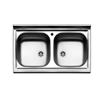 Lavello da cucina in acciaio inox con 2 vasche 80x50 cm by CeramicStore | Lo specialista del tuo bagno