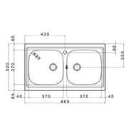 Lavello da cucina in acciaio inox con 2 vasche 86x50 cm by CeramicStore | Lo specialista del tuo bagno
