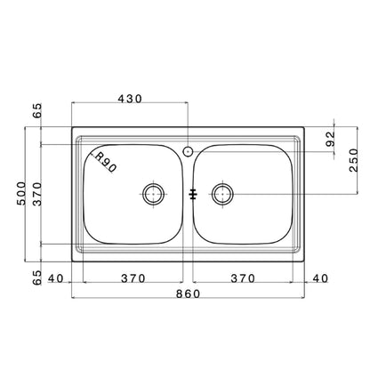 Lavello da cucina in acciaio inox con 2 vasche 86x50 cm by CeramicStore | Lo specialista del tuo bagno